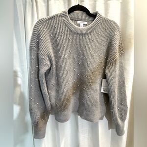 Nine West Grey Gray Rhinestone Sweater M
